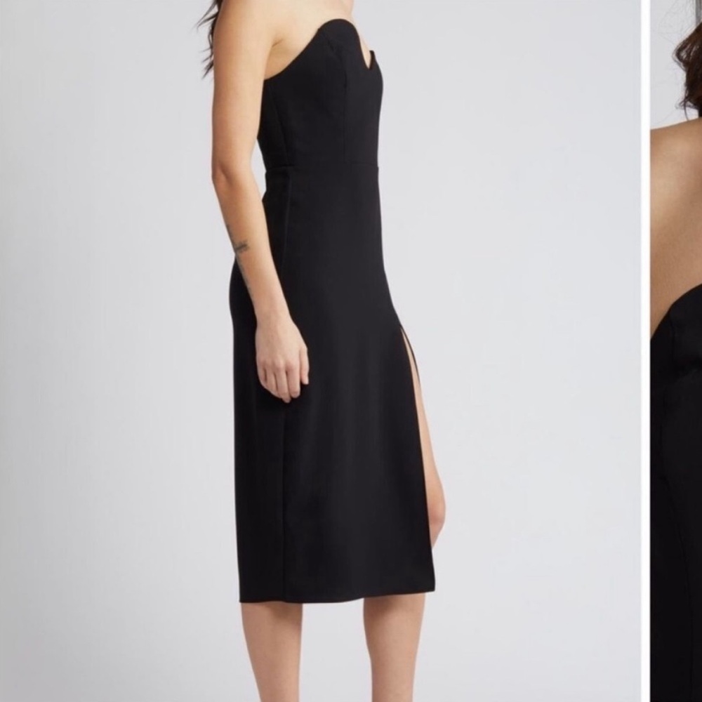 Amanda Uprichard X Revolve Strapless Puzzle Midi Dress in Black - Picture 3 of 7